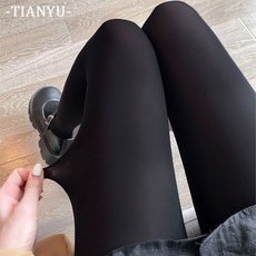 黑色顯微壓打底褲女秋冬外穿加絨加厚絲襪光腿神器裸感保暖棉褲Doly