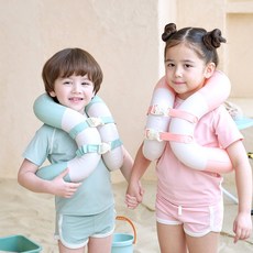디웨이브 어린이 아동용 부력 구명 조끼 유아 물놀이 수영장 넥튜브 25kg, 피치핑크, 1개