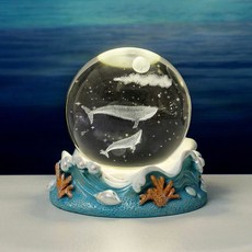 Happy Days 海洋星空發光水晶球小夜燈 桌面擺件, 鯨魚