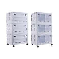 摺疊收納箱 三層可疊加收納櫃 多功能收納整理箱, 120L3層純白(3開贈滑輪萬向煞車輪), 1件