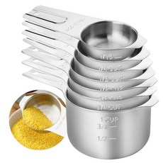 계량컵 7개 세트 스테인리스 스틸 쌓을 수 있는 중첩 튼튼한 계량 컵 건조 및 액체 성분에 적합 베이킹 요리를 위한 컵 (스탠다드 에디션) 121806, 스탠다드 에디션