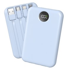 YEXXI 일체형 보조배터리 고속충전 PD 22.5W 미니 휴대용 10000mAh 4개 케이블 멀티단자, Blue, N1 Blue, N1