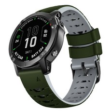 별다섯 가민 워치 퀵핏 22mm 투톤 스포츠 밴드 포러너 965 955 945 935 / 피닉스 8 E 47mm 7 솔라 6 GPS 5 / 인스팅트 E 45mm 3 솔라, 아미그린/그레이, 1개