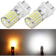 PHINLION 3157 LED 전구 호박 노란색 매우 밝은 3156 4157 3757 3457A 깜빡이 후면 전면 방향지시등 주차등 DRL 측면 마커등 극성 무관 2개 세트, White