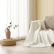 Hans 玉米奶油色 60支紗阿薩棉色素印染棉被兼床罩, 白色