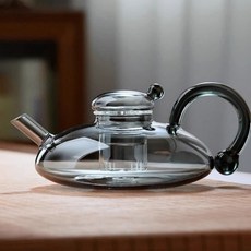 [로하티] 플랫도트 내열유리 차포트(600ml) (투명블랙), 1개, 투명블랙, 600ml