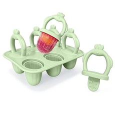 兒童DIY迷你冰棒模具 食級矽膠, 萌趣可愛雪糕冰棒磨具 墨綠小雞6連磨牙冰棒, 1套