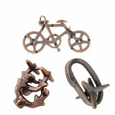 지혜의고리 감옥 퍼즐 고리 도금 게임 브레인 골든 자물쇠 퀘스트 두뇌, 1개, 3개 세트B 중난이도, 1피스