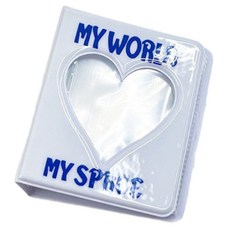 3인치 사진 앨범 작은 카드 보관함 64 슬롯 바인더 독특한 실용적인 하트 모양 사진 홀더, 64 pages, White love heart