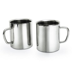 손잡이가 달린 스테인리스 스틸 커피 및 차 머그잔 2개 세트 200ml(7온스) 가볍고 깨지지 않는 녹 방지 금속 컵 가정 사무실 야외 캠핑 여행 피크닉 RV