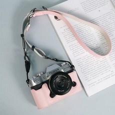 fujifilm 호환 XT50 가죽 베이스 보호 커버 레트로 가방 스트랩 X-T50 전문 카메라 하프 케이스, Pink 2in1 Combo