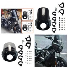 OD 할리 호환 나잇스터 975 튜닝 헤드라이트 페어링 피그헤드 윈드가드 키트, M985AC(헤드기어+11인치 애쉬스크린)