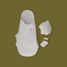 리코타입 / 리코타입 꽁세트(3종 구성) 신생아 여름용 겉싸개 모자 양말, 화이트, 꽁싸개(단품)