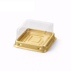100P 세트 투명 사각 화과자 월병 떡 두쫀쿠 포장 용기 PET 케이스, 100개, 소형 골드