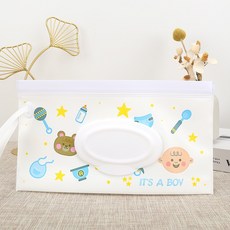 嬰兒濕巾分裝袋 - 台灣出貨，便攜式濕紙巾盒，環保可重複使用, 1個, 嬰兒濕巾包裝袋-5.男寶