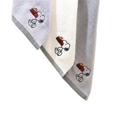 스누피 블럭블랙 고리수건 34x34 송월타올, 회색