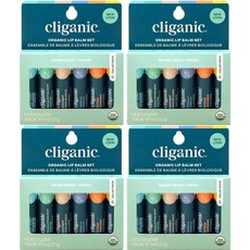 Cliganic 유기농 립밤 세트 (6가지 맛) - 100% 천연 수분 공급 건조하고 갈라진 입술을 위한 보습 남성 및 여성용 스타킹 스터퍼 선물, 레인포레스트 프레시