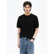 [국내매장정품] 에잇세컨즈 8SECONDS 포멀 라운드 반소매 니트 블랙 425551LY35 177542, 검정색, XXL
