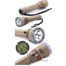 TrustFire TR-DF002 3核L2強光潛水手電筒 100米防水 磁控無極開關 露營登山汽車逃生必備, 1個, desert yellow