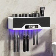 (100% 미국 정식 수입) 욕실용 칫솔 홀더 충전식 무선 벽걸이 3컵 전동 욕실 패션 장식 (화이트) (유튜브 추천), 화이트