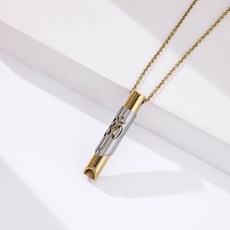 瑜伽符號冥想項鏈 呼吸減壓圓管口哨 正念緩解焦慮不銹鋼飾品吊墜, 金色O字鍊, 1個