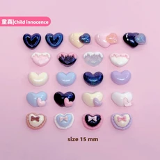50개 미니 플랫백 큐트 리본 블랙 하트 발렌타인 카보숑 레진 장신구 매니큐어 액세서리 DIY 네일 장식, 08 random mixed
