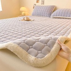 밀크 벨벳 매트리스 플리스 소재 침대 시트 커버 가을용 보호대, 3. light purple / A. 150x200cm, 1개