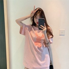 토끼인형 여성 반팔 박스 티셔츠 데일리 프린팅 상의, 와인, FREE