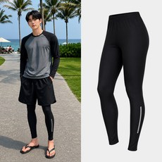 해신잡화점 남자레쉬가드비치웨어워터레깅스 남성래시가드 레시가드, 선택옵션:블랙／2XL