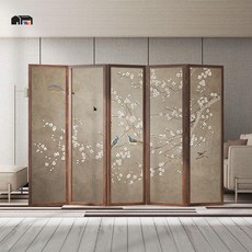 가림막 잔치 인테리어 돌잔치 단문 고급 병풍 차례상 환갑 레드, 화이트/5팬