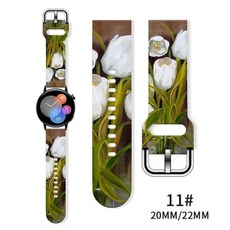 삼성 갤럭시 워치 호환용 6/5 꽃 프린트 스트랩 20mm 40mm 44mm 4 클래식 42mm 5 프로 45mm 스포츠 밴드 교체 가능, [01] 20mm, 21) 11 - 20mm