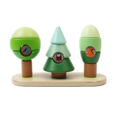 18개월아기 소근육장난감 원목 쌓기블럭 아이선물 창의성 두뇌발달 유아, 1개, 원목숲속마을블록