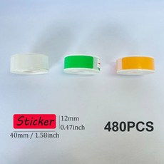 12*40mm 컬러 투명 열 스티커 롤 자체 접착 라벨 테이프 종이 이름표 정렬 메모 Marklife P12 P15 D30, 3 rolls pattern A