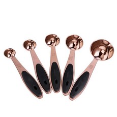 臺灣出貨彩盒裝量杯量勺套裝玫瑰金款精準刻度 顔值高烘焙製作調味添加廚房專用測量匙, 1個, 黑色柄