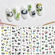 EEUOPQ 판다 네일 스티커 대나무 네일 스티커 6매 세트 DIY 네일 아트 데코 스티커 얇은 타입 셀프 네일 붙이기만 하면 되는 여름 대나무 잎 귀여워 캐릭터