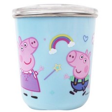 授權佩佩豬 304不鏽鋼兒童附蓋隔熱水杯 台灣製單耳杯, 藍色, 1個