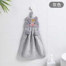 廚房擦手巾 掛式 加厚吸水 不掉毛 可愛豬豬造型, 1個, 1個灰掛鉤