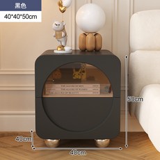 奶油風全實木床頭櫃 臥室床邊櫃, 黑色40cm:順滑導軌 穩固支撐