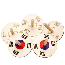 체험미술 전통소품 태극기그림 나무팽이꾸미기 5P/ 만들기용품 교육기관 모둠수업 방과후교실, 3세트, 펠트색