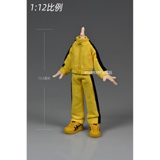 1:12比例12分bjd娃衣妖精體阿巳2李小龍配色運動服鞋子模型配件, 1個, 黃色運動衣+運動褲