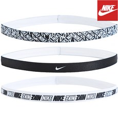 나이키 프린티드 3PK 헤어밴드 BK, 블랙+화이트