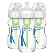 미국출고 평점4.5+ 153329 닥터 옵션스 플러스 와이드 넥 내추럴 플로우 젖병 270ml 1개, 9 oz, 3 Pack