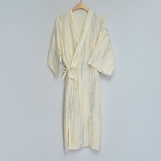 7부 소매 순면 거즈면 유카타 로브 잠옷 샤워 가운, 1개, 달무리
