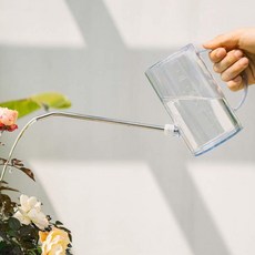 簡約北歐透明灰1.5L長嘴澆花壺附三件套, 透加厚明白1升刻度, 1個