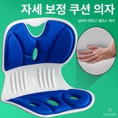 실버리 인체공학 바른자세 등받이 좌식의자, 블루