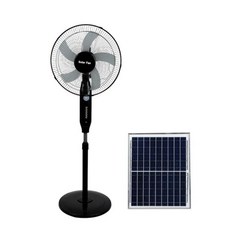太陽能風扇 直流兩用風扇 附太陽能板及充電器, 218V落地遙控款16寸 黑色
