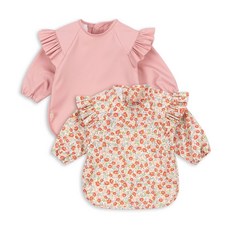 konges sløjd 矽膠防水圍兜 寶寶圍兜 柔軟舒適, 1個, 防髒衣2入-碎花(6-12M), 碎花, 1