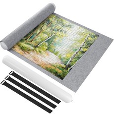 아이니브 직소 26인치 청소년용 블랙 휴대용 성인 보드 보관 퍼즐 패드 롤업 가방 46인치 키퍼 1500개 여행용 매트 펠트 세이버, Grey, 1500 Pieces, 1개