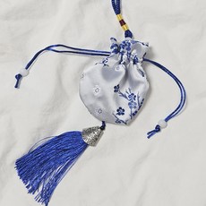 반야연 전통 미니 복주머니 기념품 답례품 포장 비단 파우치 외국인선물, 매화블루