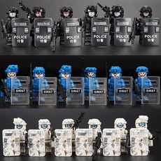 무장 유령 특수 경찰 군용 미니피겨 특수부대 작은 방패 어린이용 조립식 블록 장난감 (남자, C급 복지 패키지 [무장 국경 경비대 늑대 전
